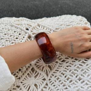 SHIXIN 5 Styles Vintage Brown Off White Thick Resin Acrylic Bangle Bracelet for Women Trend Irregular Geometry Round Wide Bangle