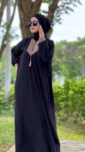 Gamis Sultan Kekinian Premium / Long Dress Rayon Renda Busui/Baju Muslim Wanita Kaftan Jumbo Terbaru