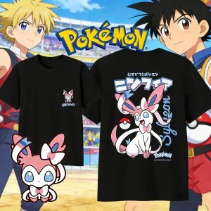 Bandai | 2026 Summer Pokemon Anime Charm 100 Pure Cotton Printed T-shirt for Men Y2K Harajuku Loose Casual Versatile Short-sleeved Top