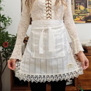 Váy Ngắn Ren Trắng Phong Cách Hàn Quốc Cổ Điển Váy Ngắn Váy Bếp Phong Cách Pháp Picnic Baking Lolita Váy Ngắn Nhiều Lớp