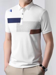 ROMON | Lormen Mens Short Sleeve Polo Shirt Summer Thin Breathable Folded Collar Business Casual Half Sleeve T-Shirt Fashion Urban Style