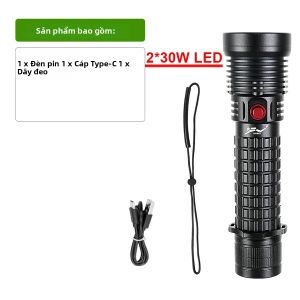Đèn Pin Lặn LED Chống Nước Chuyên Nghiệp 200M Sạc USB Đạt Chuẩn IPX8 Đèn Lặn Biển Với Chế Độ Cao/Trung Bình/Thấp