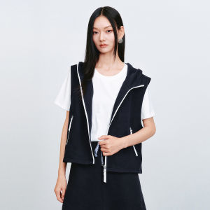 PEACEBIRD | Hooded Vest And White T Shirt Set