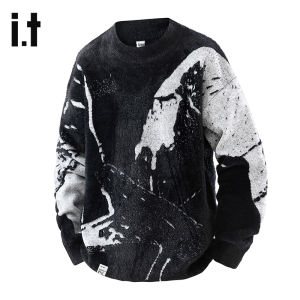 izzue | Abstract Style Color Block Mens Winter Knit Sweater
