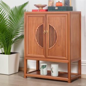 New Chinese Style Sideboard Cabinet Entrance Cabinet Modern Minimalist Old Elm Zen Display Cabinet Living Room Corridor Decoration Cabinet Customization