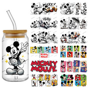 New 38 Mixed Design Disney Retro Mickey Minnie 16oz UV DTF 3D Sticker Decals Wraps Glass Can Cups Creative Craft DIY Gifts