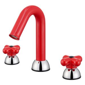 BANGPU | Strawberry Red Full Copper Faucet with Hot and Cold Water 3-Hole Basin Faucet