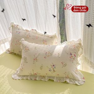 KAMONI | Vỏ Gối Cotton Rửa Mới Kiểu Với Ren 48cmx74cm