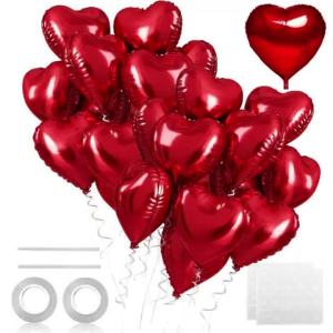10PCS 18 Inches Large Foil Red Heart Shaped Balloons for Valentines Day Wedding Shower Anniversary Engagement Decoration