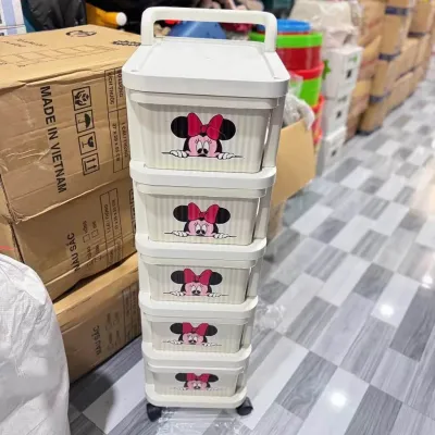 Tủ kệ kéo đựng đồ mickey đa năng 345 tầng có ngăn kéo tủ đựng bỉm sửa có bánh xe chuyển hướng tiện nghi🥰🥰🥰