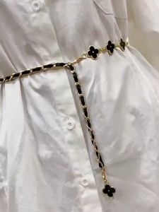 BGS 491 Ikat Pinggang Wanita Rantai Tintanium Model Bunga Sabuk Wanita Leather Rajut Model Bolak Balik Fashion Dewasa