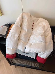 XUECAIQI | New Chinese Style Floral Design Loose Fitting Womens Cotton Coat
