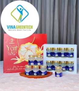Yến Sào Đông Trùng Hạ Thảo VinaGreenTech: Tổ Yến Chưng Đường Phèn 20% Hộp 10 Hũ VinaGreenNest