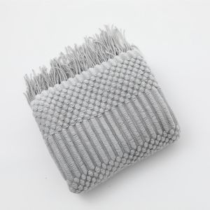 Saga Green Decorative Knitted Throw Blanket with Fringe Soft & Cozy Large Tassel Blanket for Couch Sofa Bed Vintage Gift Blanket