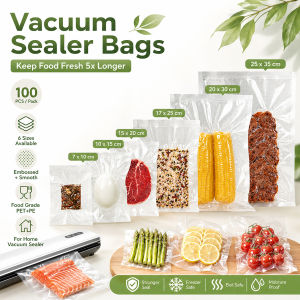 100pcs Food Vacuum Sealer Bag BPA Free Vacuum Pouch for Vac Storage Meal Prep or Sous Vide Cooking