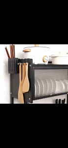 Goldstar Metallic Dish Rack Dustproof Kitchen Drain With Cabinet Door Drying Multi-functional Sink Rack