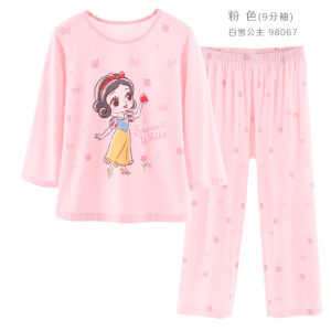 Disney Princess Ice Silk Thin Childrens Sleepwear Baby Home Clothes Modal Fiber Summer Breathable Moisture Wicking Cartoon Style