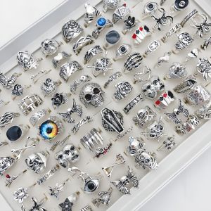 20Pieces Vintage Punk Rings Set For Women Men Mix Style Hip Hop Heart Skull Eye Finger Ring Jewelry Party Gift