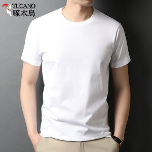 Áo Thun Nam Cổ Tròn Tay Ngắn Thoáng Khí Mùa Hè 100% Cotton Nguyên Chất Tay Lửng Rộng Rãi Thường Ngày Thời Trang Công Sở