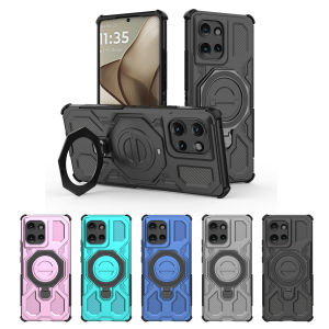 Magnetic Phone Case With Ring Holder Kickstand For Magsafe Motorola Moto Edge 50 Pro 60 Fusion 5G Hard Carbon Protect Cover