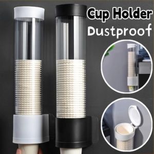 Disposable Paper Cup Holder Wall Mounted Automatic Cup Storage Rack Organizer Cup Dispenser Holder