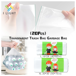 (Fast&COD)(20Pcs)Transparent Trash Bag White Garbage Bag(40cm*60cm,50cm*75cm)Clear Trash Bag