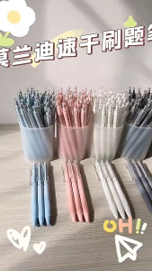 HMHL-10/20/50pcs Press Pen Gel Pens Retractable Pen Ballpen 0.5mm Black Ink Writing Sign Pen with Refill Writing Stationery