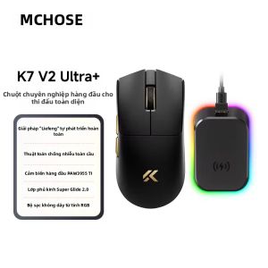 MCHOSE | Chuột Chơi Game Không Dây MCHOSE K7 V2 Ultra+ Với Tốc Độ Phản Hồi 8K Cảm Biến PAW3955 TI 50000 DPI RGB Đế Sạc Từ Tính Ba Chế Độ Kết Nối Cho PC
