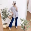 Atasan Wanita Salur Bahan Rayon Premium/Blouse wanita Terbaru/kemeja rayon Premium / Kemeja Rayon Oversized / Kemeja katun rayon / Kemeja Kantor / Blouse Wanita / Kemeja Murah/atasan wanita terbaru/ blouse wanita import/blus wanita. 