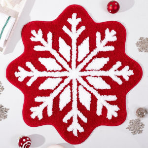VIKAMA Christmas Round Rug Soft Warm and Non-Slip Bedroom Entrance Mat Bedside Rug Living Room Sofa Rug Home Decor