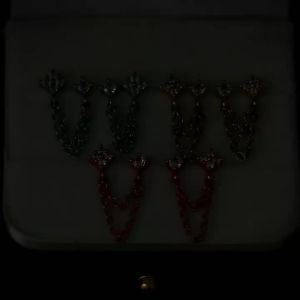 Huitan New Arrival Double Ear Studs Tassel Chains Hanging Earrings for Women Ear Piercing 3 Metal Color Luxury CZ Hot Jewelry