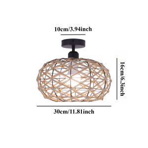 JOYINLED Coastal Hemp Rope Weaving Pendant Lamp 30cm Chandelier Rustic Wicker Cage Ceiling Lamp Bedroom Hallway Entryway Kitchen