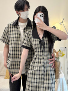 XILANDUO | French Style Retro Plaid Puff Sleeve Waist Slimming Summer Dress