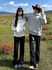 กางเกงยีนส์ทรงตรงสีดำสำหรับผู้ชายและผู้หญิง กางเกงขายาวทรงตรงทรงสลิมฟิตสำหรับคู่รัก ทรงสตรีทไฮสตรีท ทรงขากระบอกเล็ก