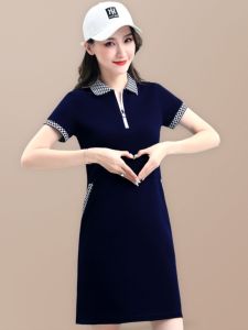 ชุดเดรส POLO เอวสูง ทรงสลิมฟิต สำหรับผู้หญิง ช่วงฤดูร้อน แขนสั้น ผ้าคอตตอนผสม ระบายอากาศได้ดี ทรงหลวม สไตล์สตรีท