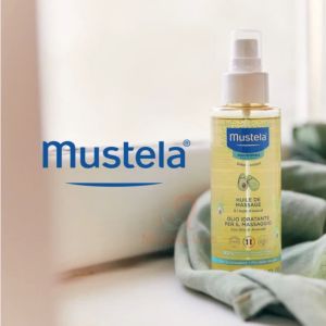 Dầu massage cho bé Mustela 0M+ 100ml dầu dạng xịt cấp ẩm cho làn da mềm mại - Monnie Kids