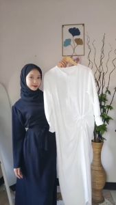 Erika dress wanita crinkle airflow / gamis couple kimora serut crinkle /gamis wanita serut aksen sleting depan