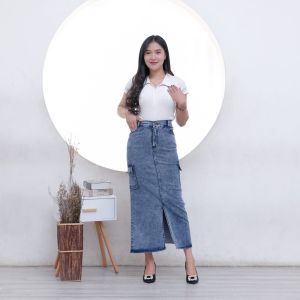 rok jeans Theana cargo wanita Korean style/span Theana cargo wanita dewasa model kekinian