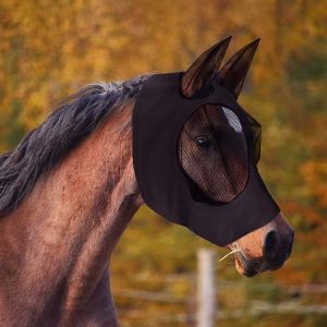 Breathable Horse Face Mask Comfortable Mesh Horse Fly Mask with Ear Covers Equestrian Supplies