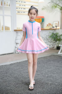 BAJU RENANG ANAK PEREMPUAN ROK PAKAIAN BERENANG ANAK PEREMPUAN LENGAN PENDEK
