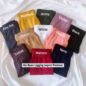 LEGGING IMPORT HW BASIC HITAM POLOS / LEGGING IMPORT WANITA