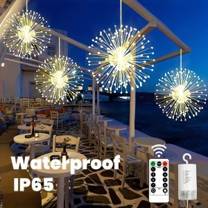 Hanging Firework Light 8 Mode Remote Control Battery Powered Fairy LightDecoration Lights For GardenYardHolidayWeddingParty
