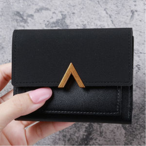 Korean version of the new ladies purse short retro card PU leather simple folding student wallet female