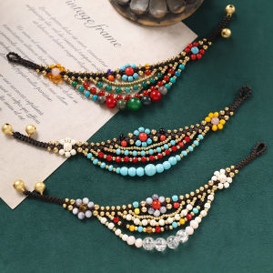 Original Bohemian Style Hand Knitted Bracelet with Natural Stones Multi-Layer Ethnic Flavor Womens Rope Bracelet Fashion Jewelry