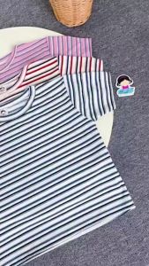 UNIKDANMURAHH - COD BAYAR DI TEMPAT HANNA RIBBED CROP TOP BAJU ATASAN WANITA KAOS MOTIF SALUR STRIPE