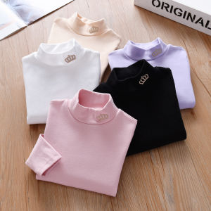 เด็กผู้หญิง ผ้าฝ้าย เสื้อเชิ้ตแขนยาวกึ่งสูง ปกเสื้อ เด็ก ฤดูใบไม้ผลิ ฤดูใบไม้ร่วง ฤดูหนาว เสื้อยืดตัวใน เด็กทารก Mid- ปกเสื้อ Base Layer
