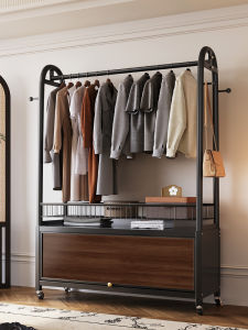 MEISD | Vintage Style Integrated Clothes Rack & Nightstand Wood Pattern