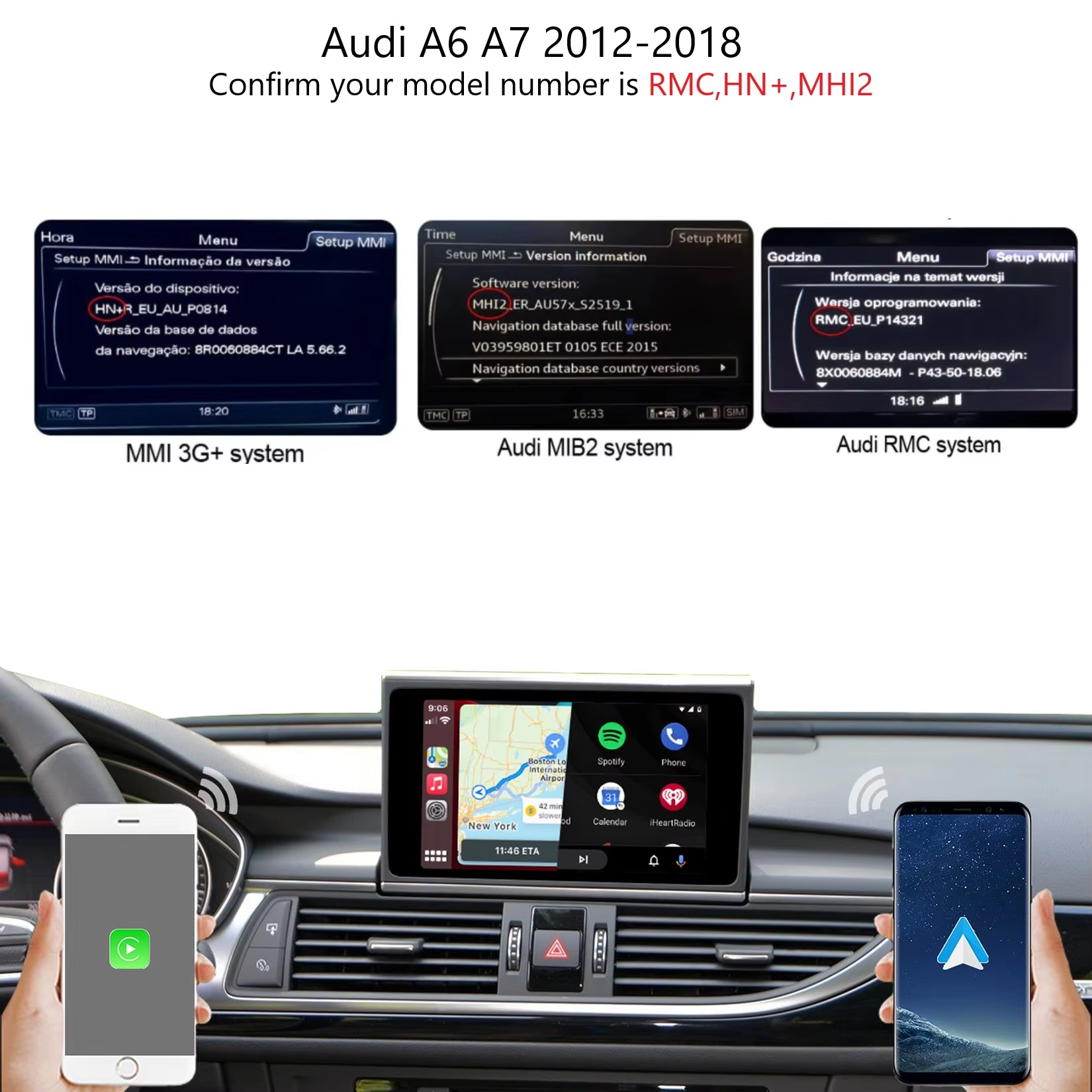 Ui For Module Layout CARABC Wireless CarPlay Module for Audi A6 A7 2012-2018 Android Auto ...