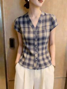 KUNAILIN | Youthful Stylish Leisure Checkered Blouse