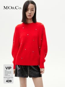 MO&Co. | Handmade Rhinestones Mixed Wool Sweater